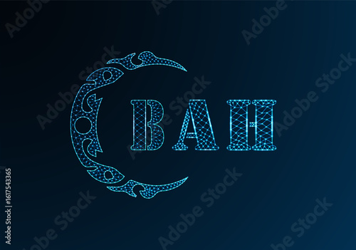 Low poly letter logo BAH design. BAH letter logo low poly vector design on blue color gradient background. BAH logo low poly design