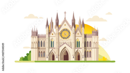 Cathedral architecture illustration landmark building religious monument historical site and church design vector