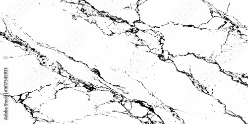  High-contrast, black and white abstract marble pattern with sharp, fractured dark veins on a pristine white background, natural stone texture.