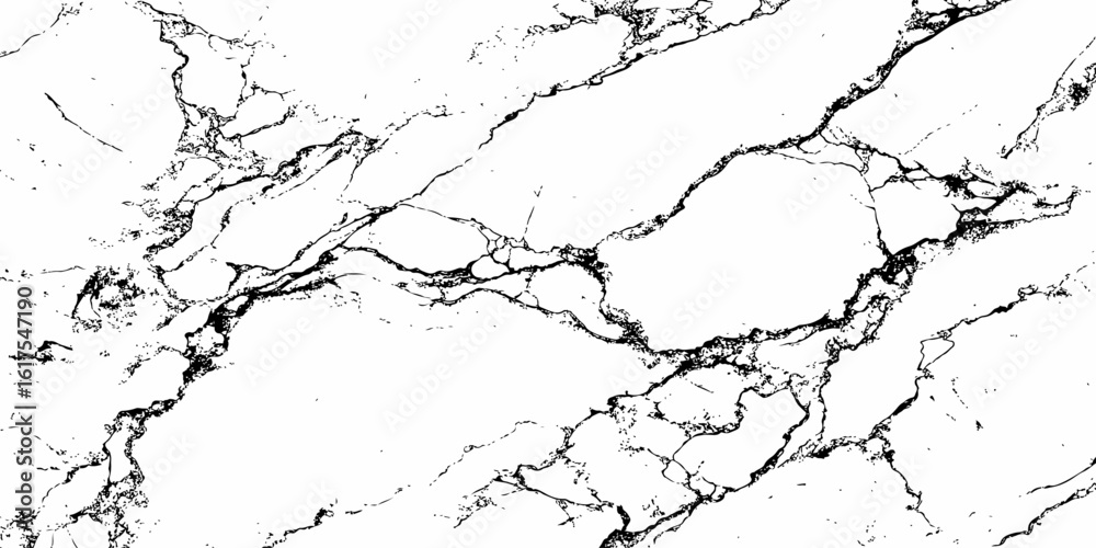 Obraz premium High-contrast, black and white abstract marble pattern with sharp, fractured dark veins on a pristine white background, natural stone texture.