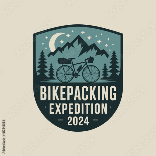 Featuring a dynamic cycling image, this logo captures the spirit of bikepacking expeditions, highlighting the beauty of nature and the thrill of mountain adventures in 2024.