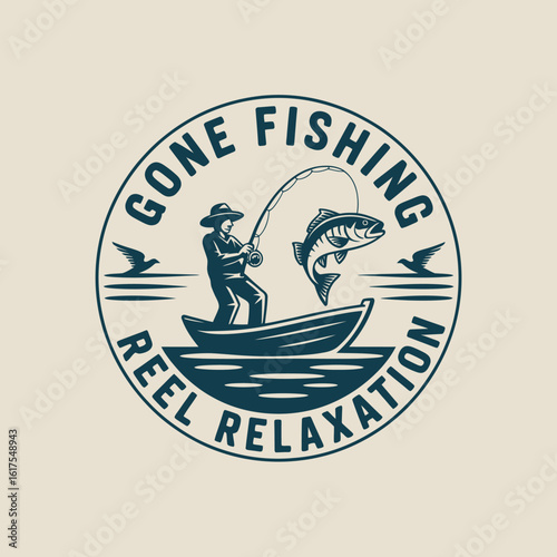 An artistic portrayal of a fisherman casting his line while catching a fish from a peaceful boat setting, symbolizing relaxation and joy of fishing adventures.