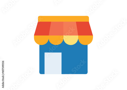 Modern storefront icon with colorful awning vector illustration