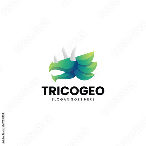 Gradient Modern Triceratop Logo Design