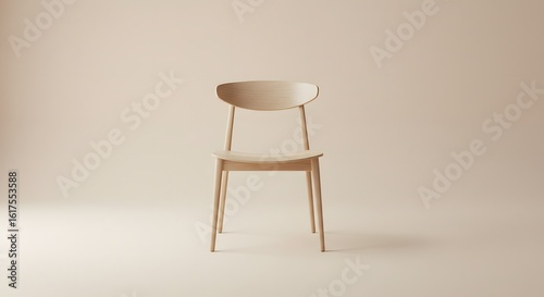 Wallpaper Mural Minimalist Wooden Chair on Beige Background Torontodigital.ca