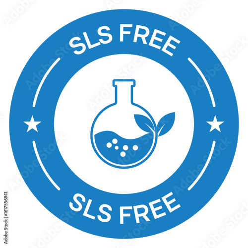 SLS Free Badge with Plant Leaf Symbol – Organic Sulfate-Free Product Emblem for Clean Beauty Labels	