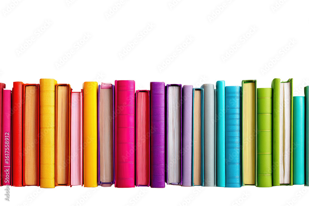 Fototapeta premium A horizontal row of colorful books