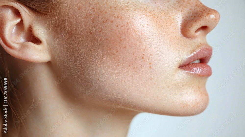 Obraz premium Face with small skin tags around eyelids and neck area