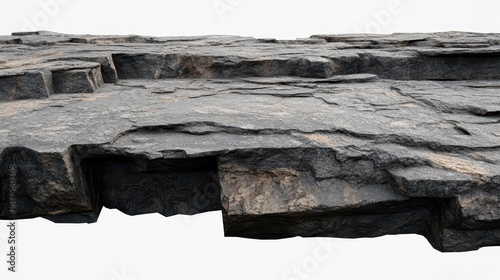 Dark Gray and Brown Rough Textured Rocks Isolated on White Background