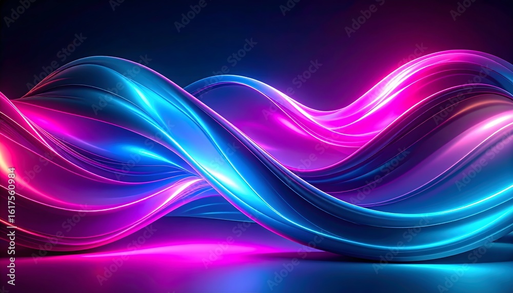 Obraz premium Elegant flowing layered shapes with neon glow
