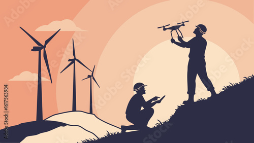 Wind turbine inspection using drone technology for renewable energy maintenance and engineering services