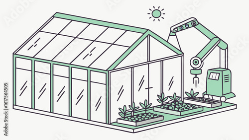 Modern greenhouse farming with robotic automation for agriculture and smart farming technology innovation
