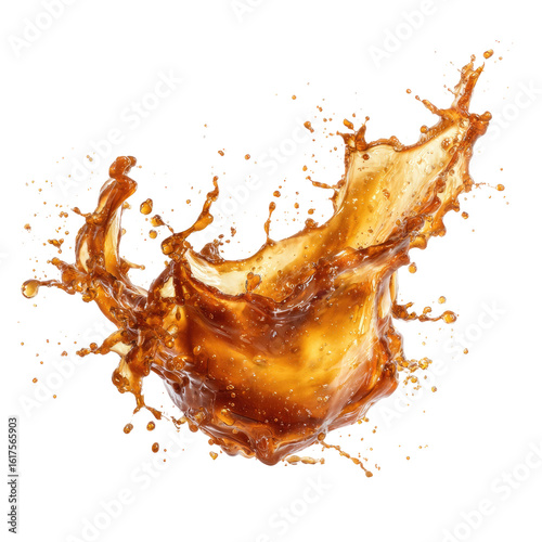 A dynamic soda splash against a black background