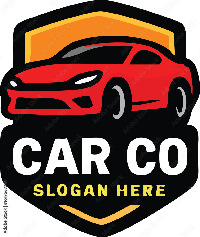 Obraz premium Red Sports Car Logo Design for Automotive Company.