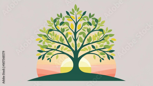 Zen Wellness Tree sun reflection