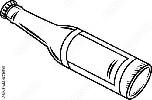 Beer Bottle Outline Vector Illustration