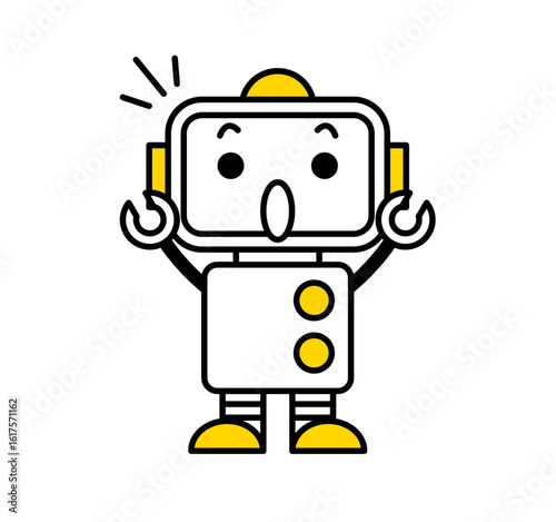 AI、ロボットのアイコンイラスト / びっくり / ベクター