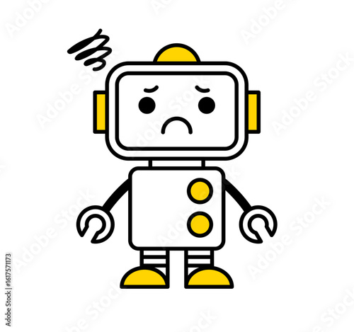 AI、ロボットのアイコンイラスト / 不満 / ベクター