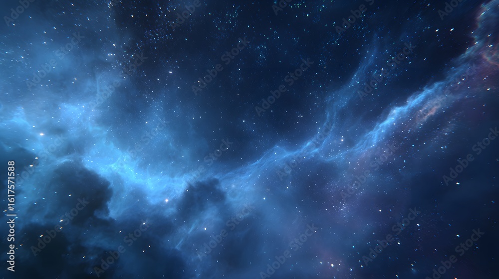 Fototapeta premium Deep space nebula with glowing gas clouds and scattered stars.