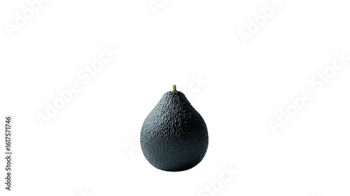 A single ripe avocado with textured skin and a small stem, shown in a minimalist style.