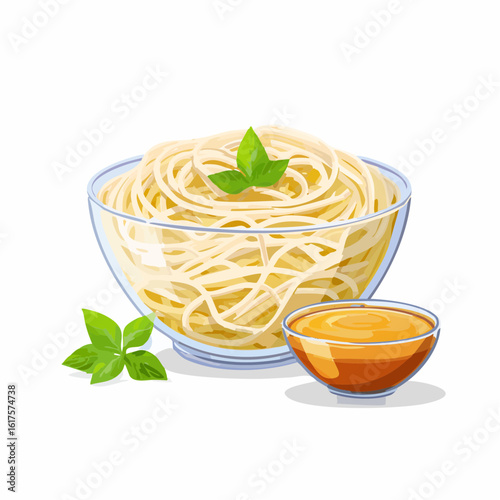 そうめんとつゆのシンプルなベクター素材