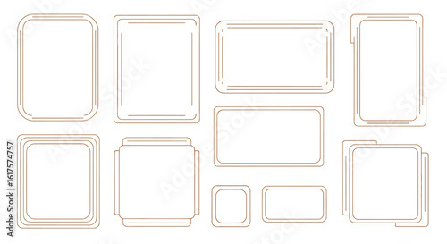 Minimalist Brown Outline Frames: Rounded Rectangles and Squares for Design Elements