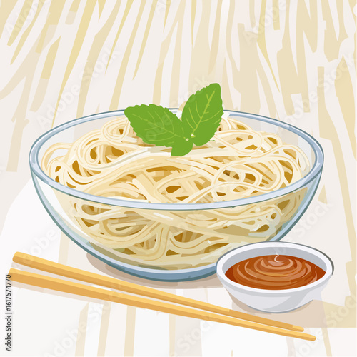 そうめんとつゆのシンプルなベクター素材