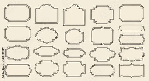 Ornate double-lined frame collection with varied shapes and sizes for elegant design elements