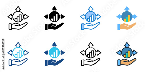 Expansion Strategy icon set multiple style collection 
