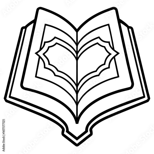Open Quran Book Thin Line Vector