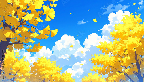 イチョウ　風景　生成AI　背景