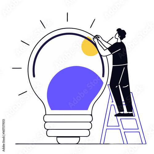 Painting Sun Inside Lightbulb Concept Art