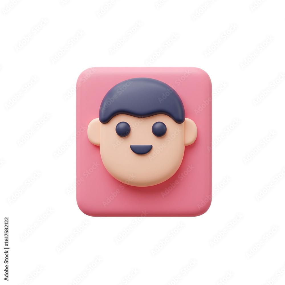 Fototapeta premium A friendly cartoon character face representing a male user avatar for a modern application.