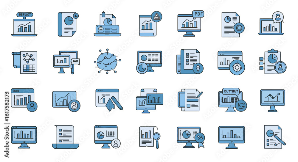 Data Reporting Icons – Flat Vector Set for Digital Reports & Statistics Data Reporting Icons – Flat Vector Set for Digital Reports & Statistics