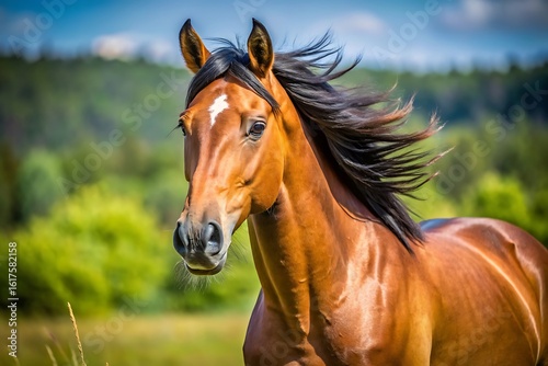 Brown horse with a black mane and tail