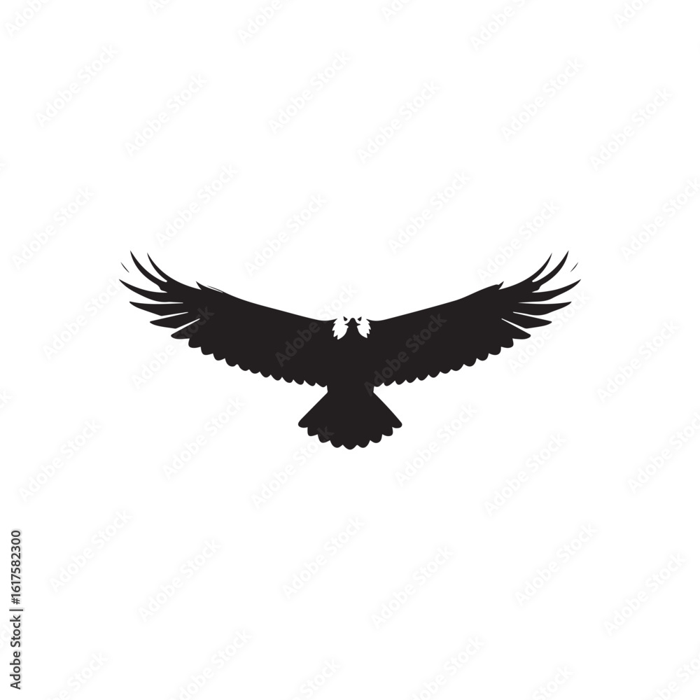 Obraz premium Front view flying eagle silhouette vector flat Icon illustration design.