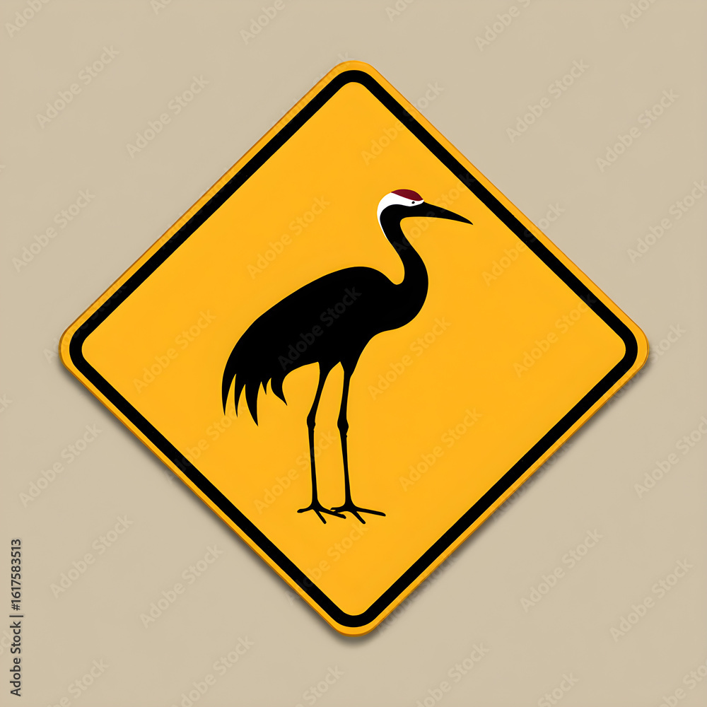 Fototapeta premium Crane crossing warning sign