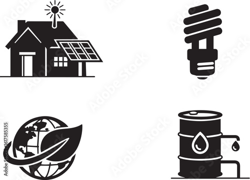 Solar Panel and Green Energy Icon