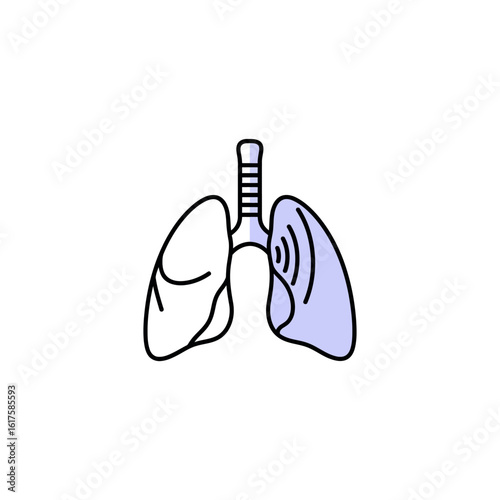 Illustration of human lungs, one healthy and one with visible signs of illness or infection.