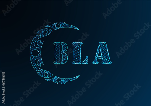 Low poly letter logo BLA design. BLA letter logo low poly vector design on blue color gradient background. BLA logo low poly design