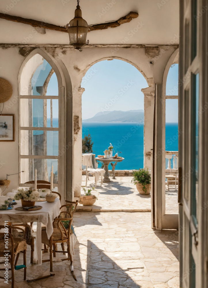 Fototapeta premium Sunny Ocean ParadiseVibrant Coastal ColorsBright Blue SeascapeGolden Hour Ocean ViewCloudy Sky Ocean ViewSunset Over the OceanSunrise Coastal SceneDramatic Sky OceanClear Blue Sky and Se