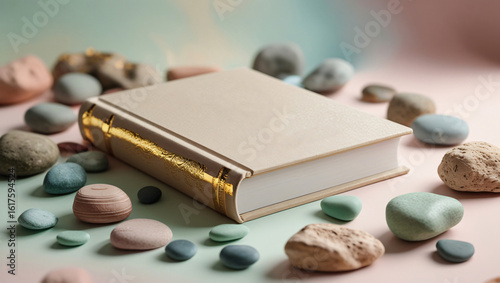 book on pastel background
