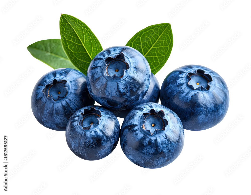 Obraz premium Fresh blueberry fruit blueberries berries healthy food sweet dessert leaves on transparent background