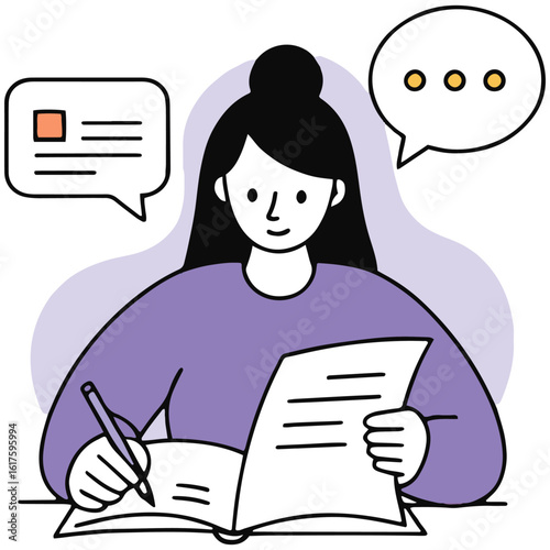 Creative professional brainstorming ideas and writing notes in a modern workspace