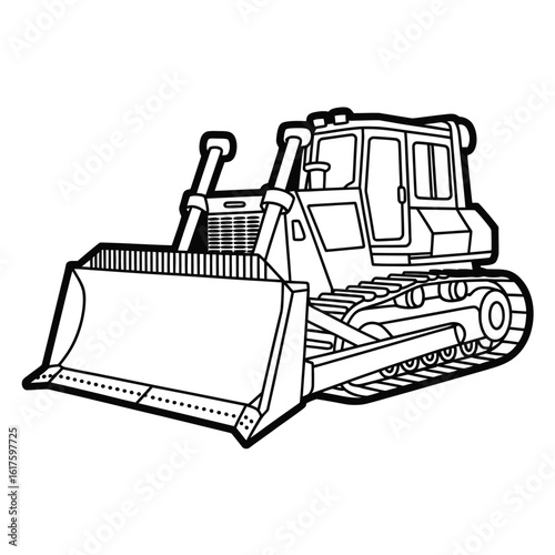 Bulldozer outline illustration for coloring book or educational material