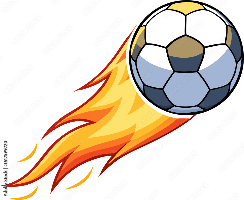 Fototapeta premium Flaming Soccer Ball Vector Illustration