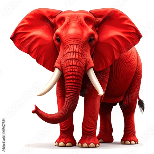 Red elephant on white background (1)