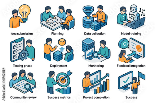 Ai vector deployment updates community collection integration monitoring icon project model data
