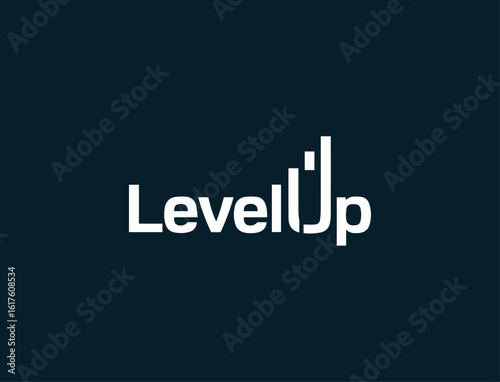 Level Up Minimalist Logo with Abstract 'I' as Indicator