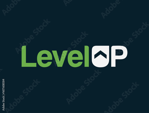 Level Up Logo with Abstract Upward Arrow in U